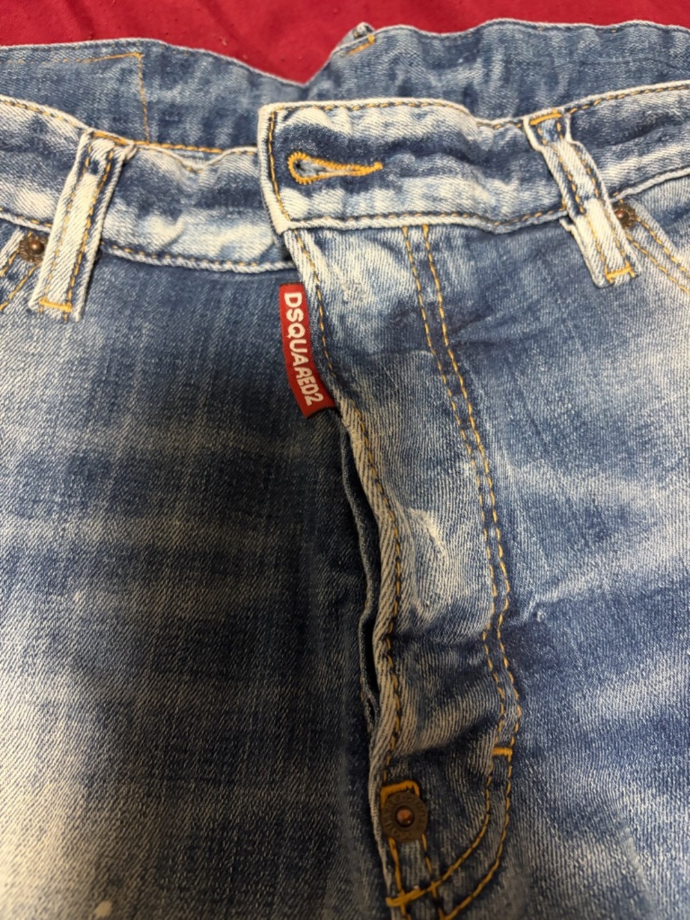 DSQUARED2 Men's Light Blue Slim Jeans with Red Logo Tab